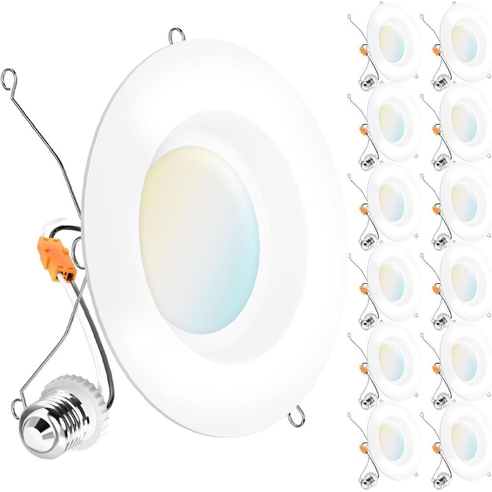 Sunco 12 Pack 6"‎ LED Recessed Downlights – 3000K Warm White, Dimmable, 965LM